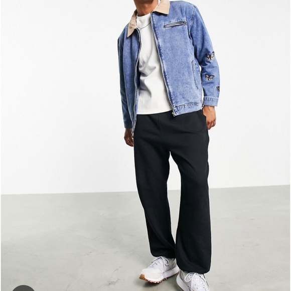 ASOS Mennace Denim Butterfly Embroidered Jacket Size Medium - Picture 10 of 11